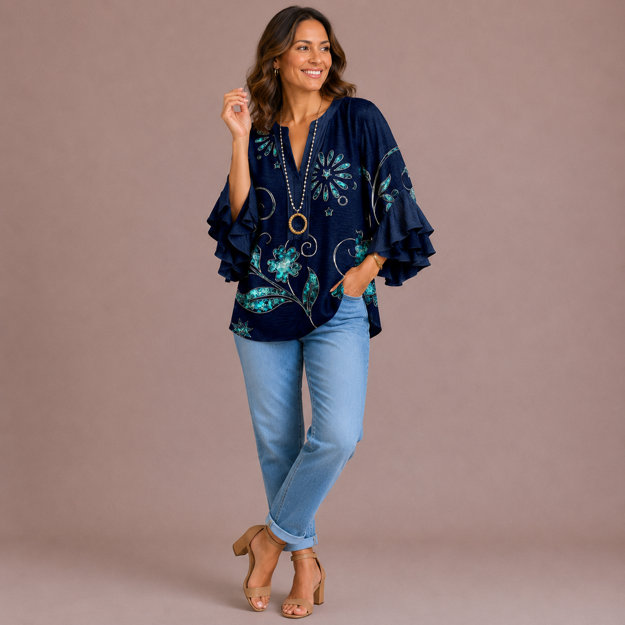 Women’s Floral V-Neck Blouse