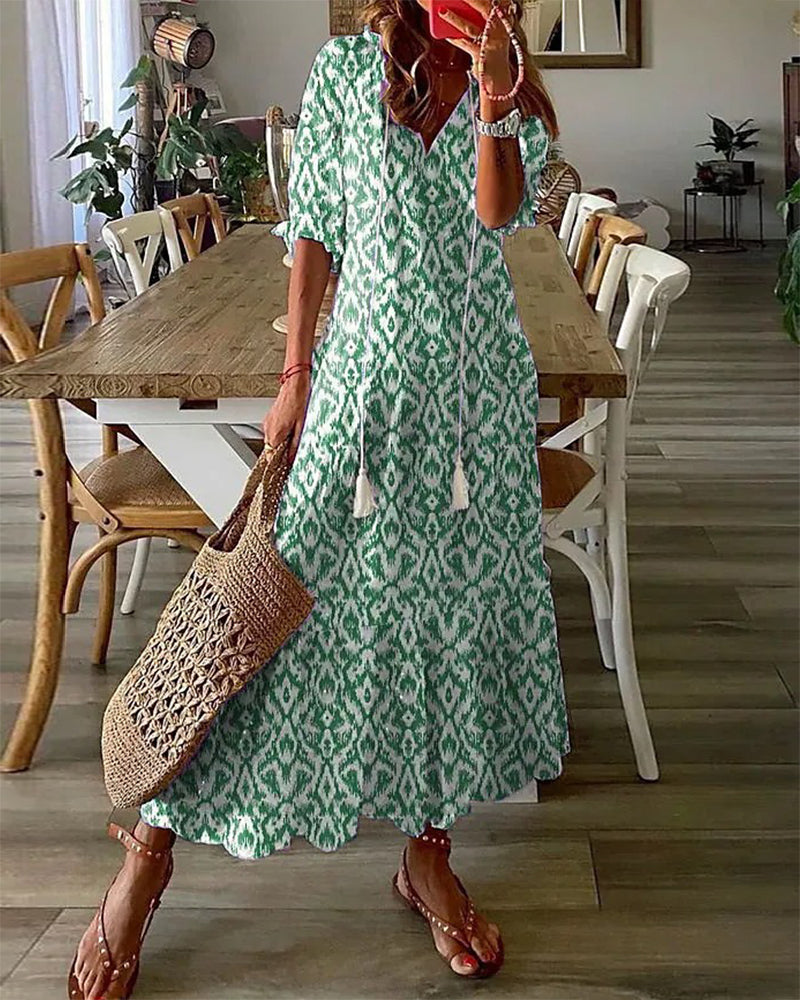 Women’s Boho V-Neck Maxi Dress