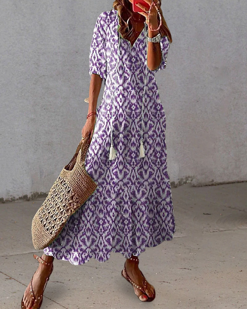 Women’s Boho V-Neck Maxi Dress