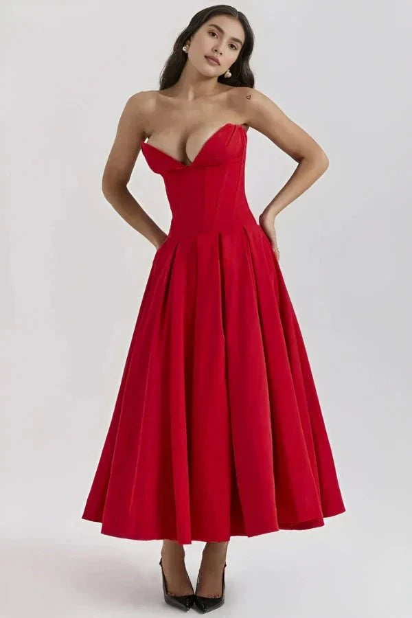 Women’s Strapless Corset Midi Dress