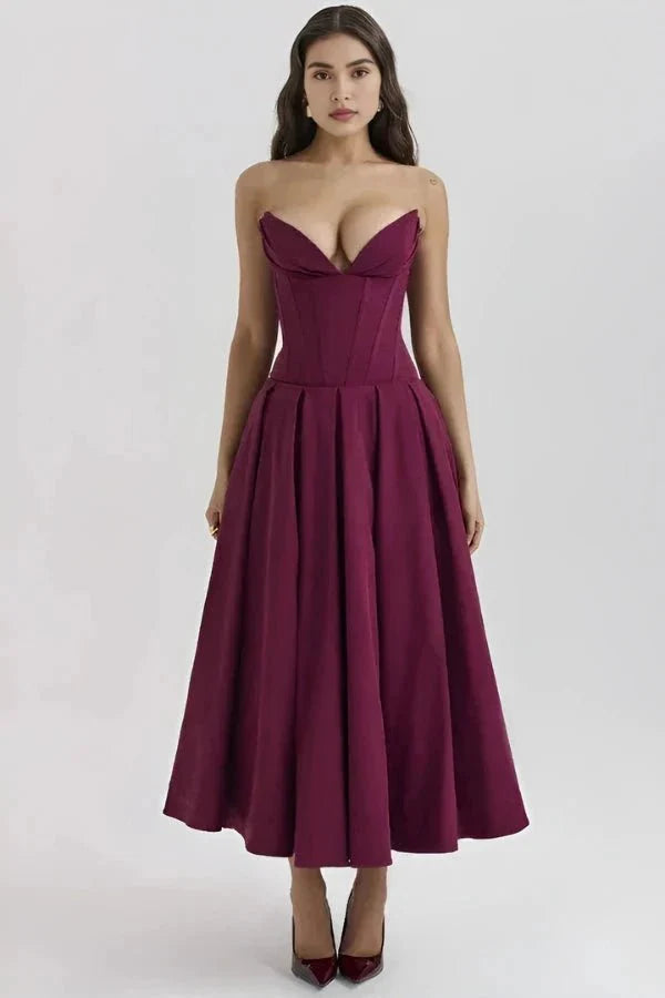 Women’s Strapless Corset Midi Dress