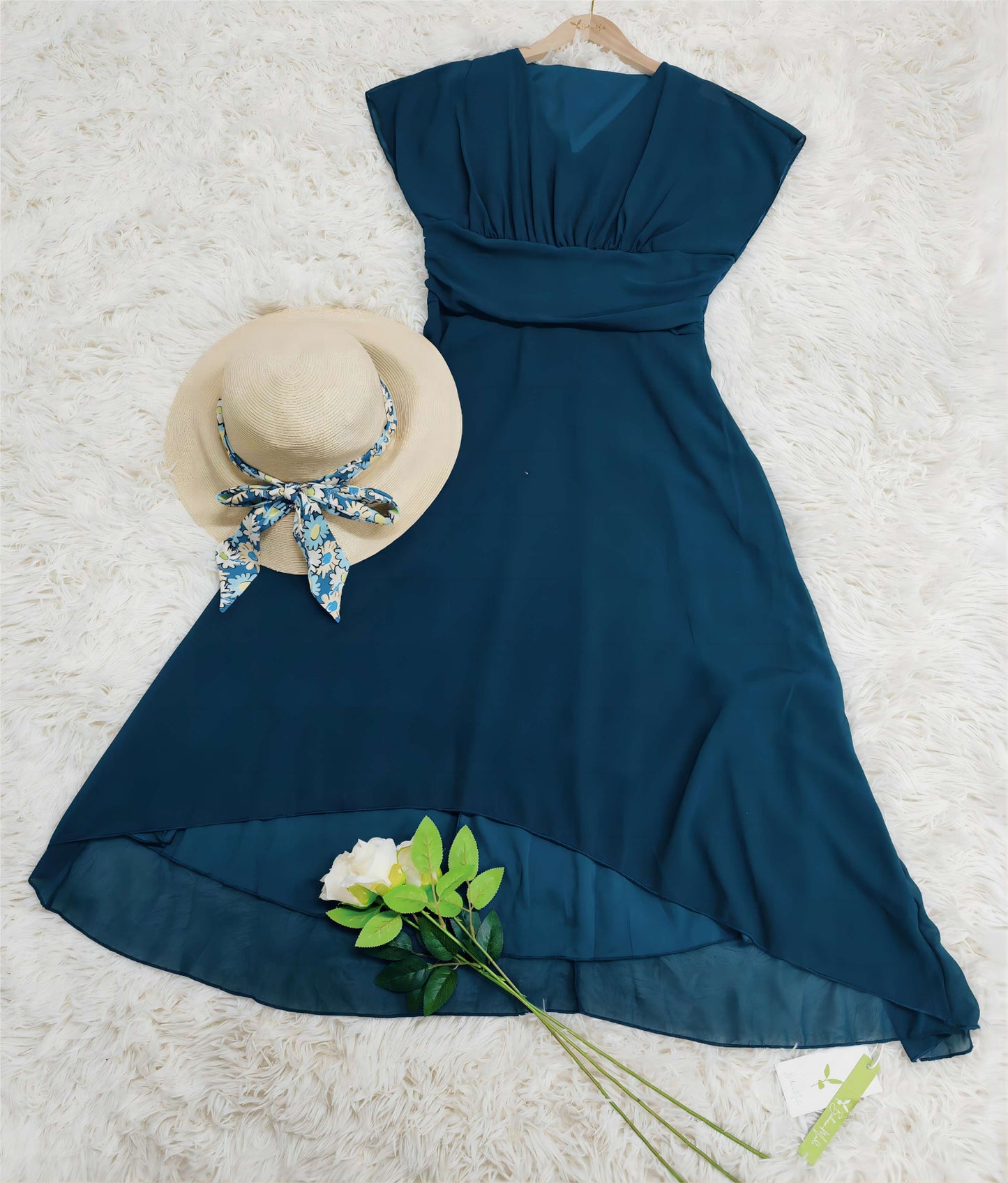 Women’s Navy Chiffon Midi Dress