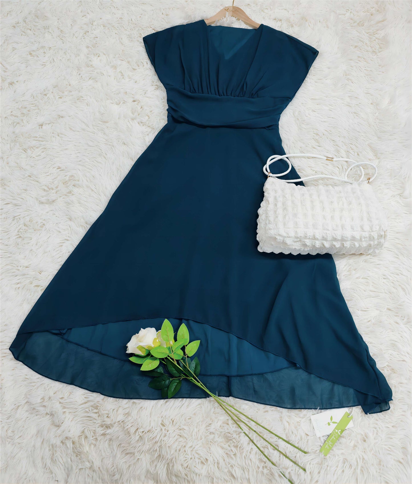 Women’s Navy Chiffon Midi Dress