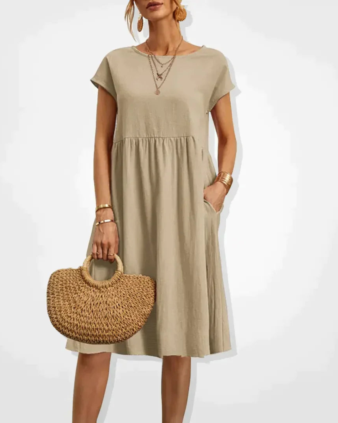 Women’s Cotton Linen Midi Dress