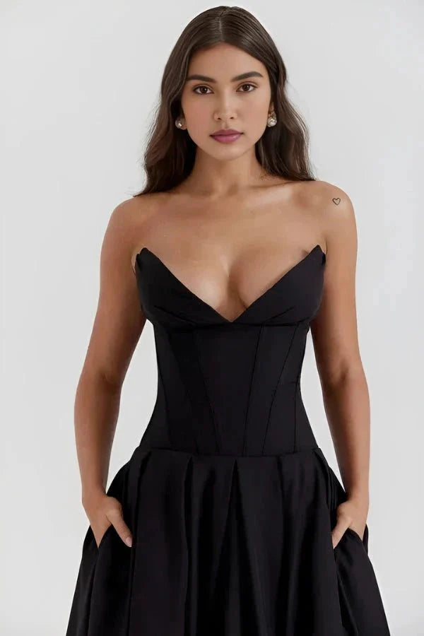 Women’s Strapless Corset Midi Dress