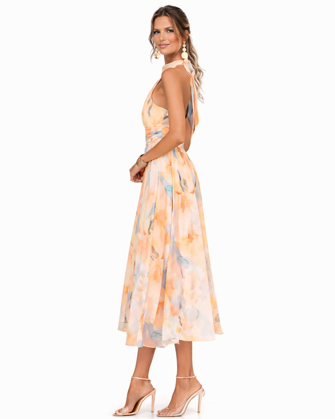 Women’s Watercolour Halterneck Maxi Dress