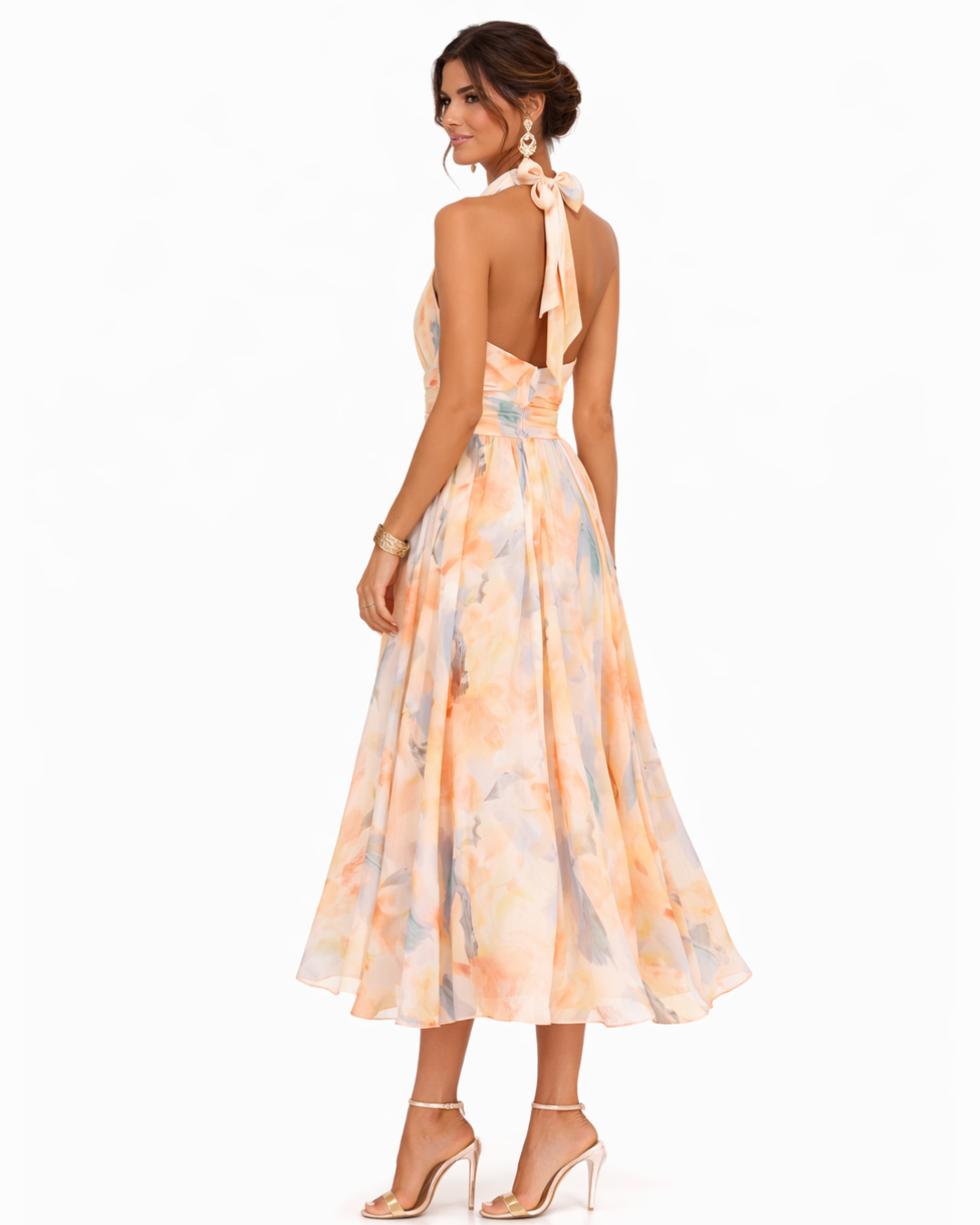 Women’s Watercolour Halterneck Maxi Dress