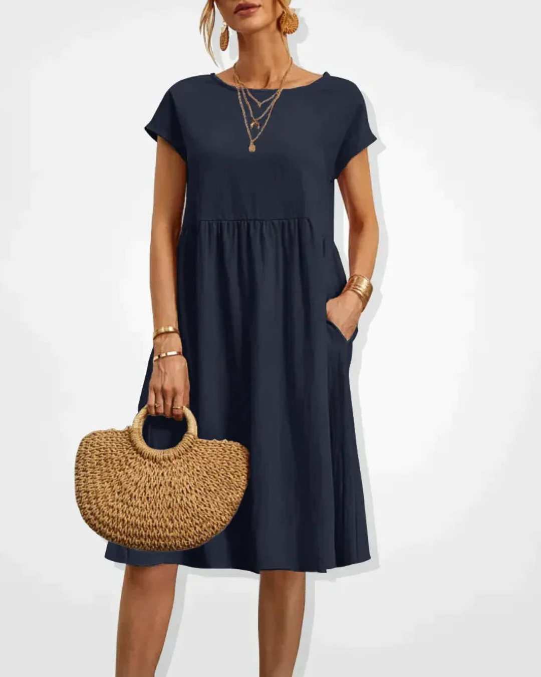 Women’s Cotton Linen Midi Dress