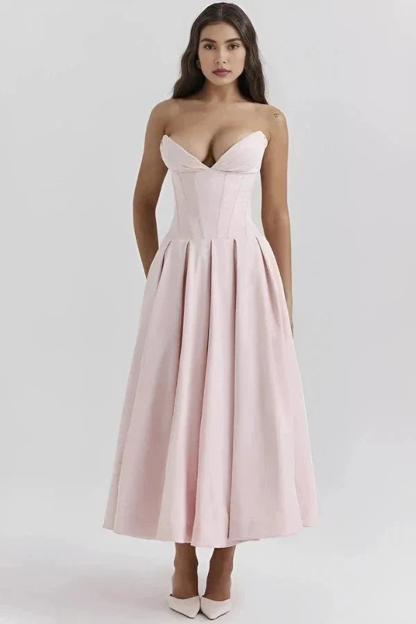 Women’s Strapless Corset Midi Dress