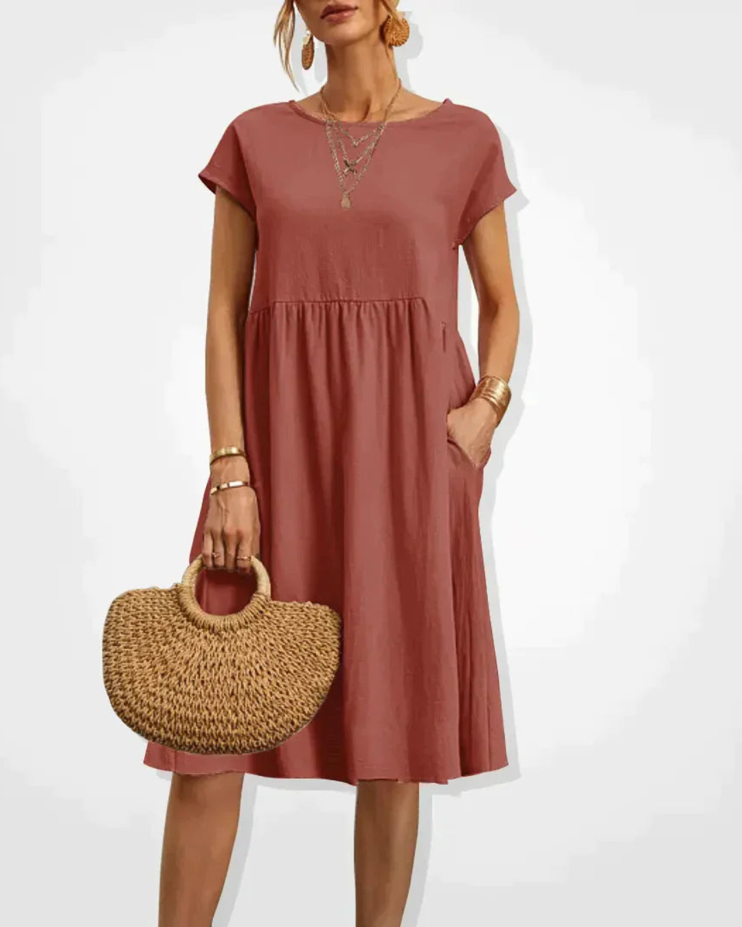Women’s Cotton Linen Midi Dress