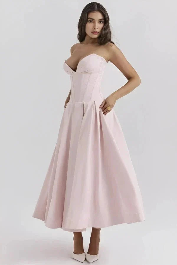 Women’s Strapless Corset Midi Dress