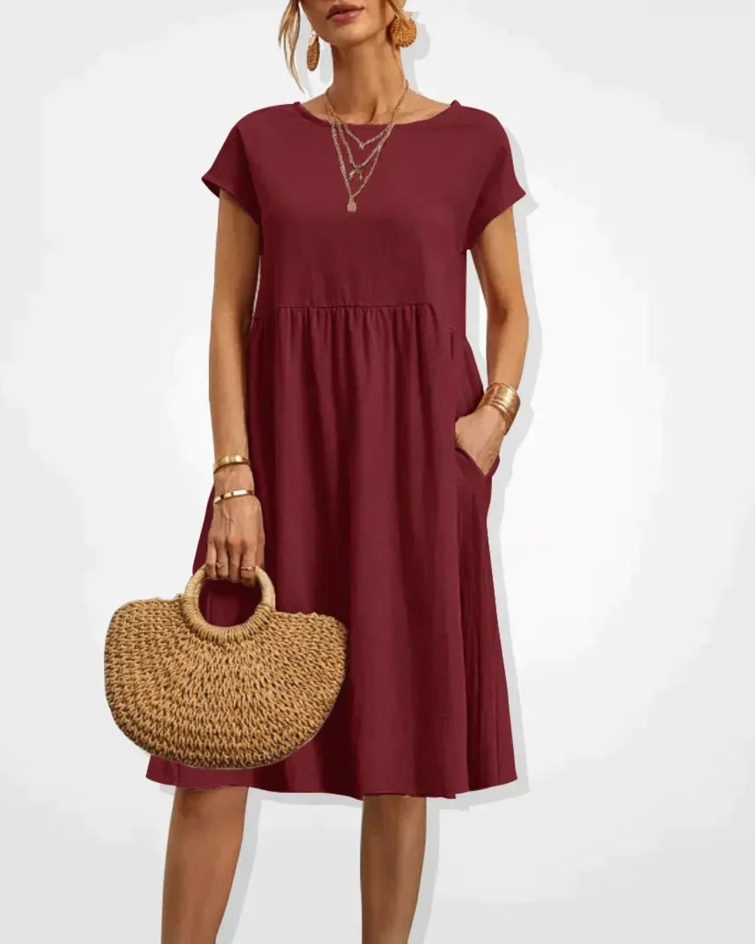 Women’s Cotton Linen Midi Dress