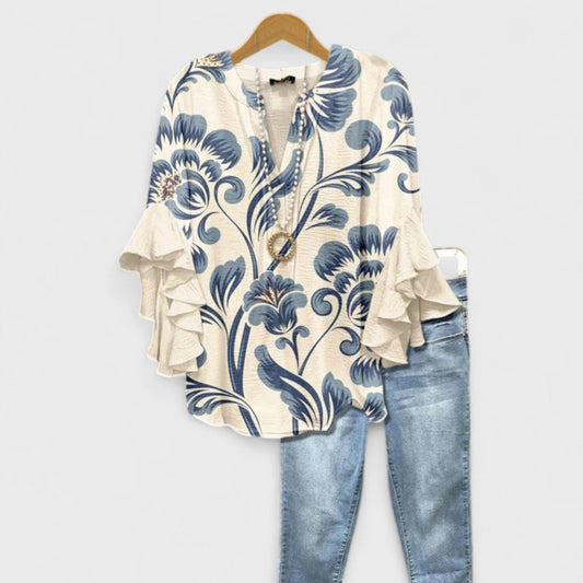 Women’s Floral V-Neck Blouse