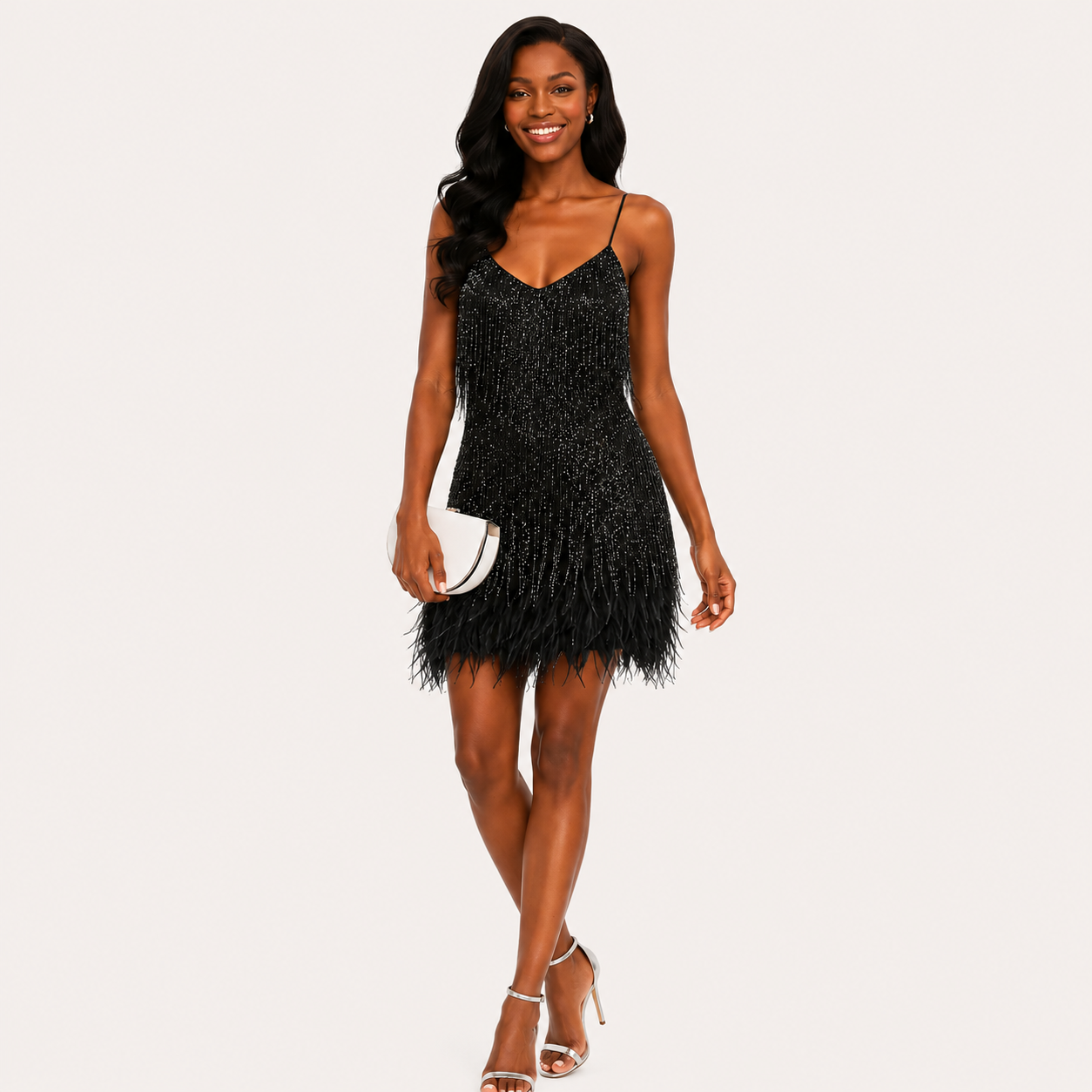 Women’s Sequin Feather Cocktail Dress