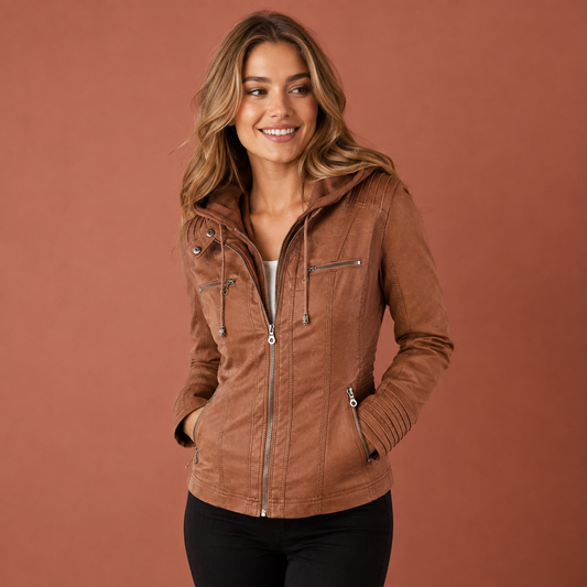 Women’s Lined Hooded Leather Jacket