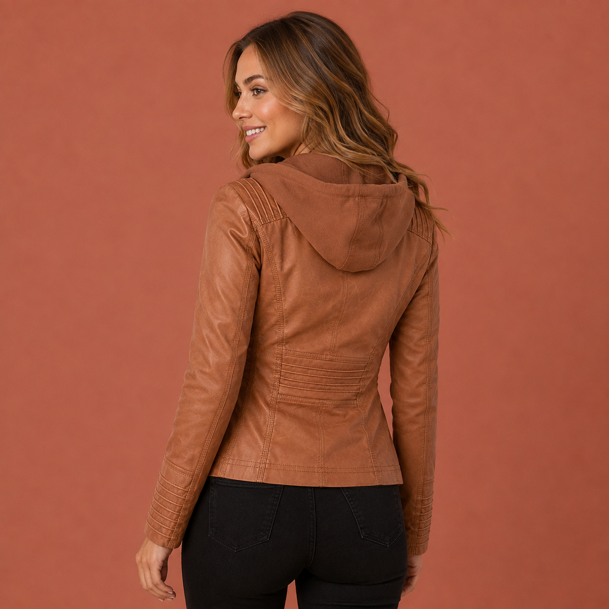 Women’s Lined Hooded Leather Jacket