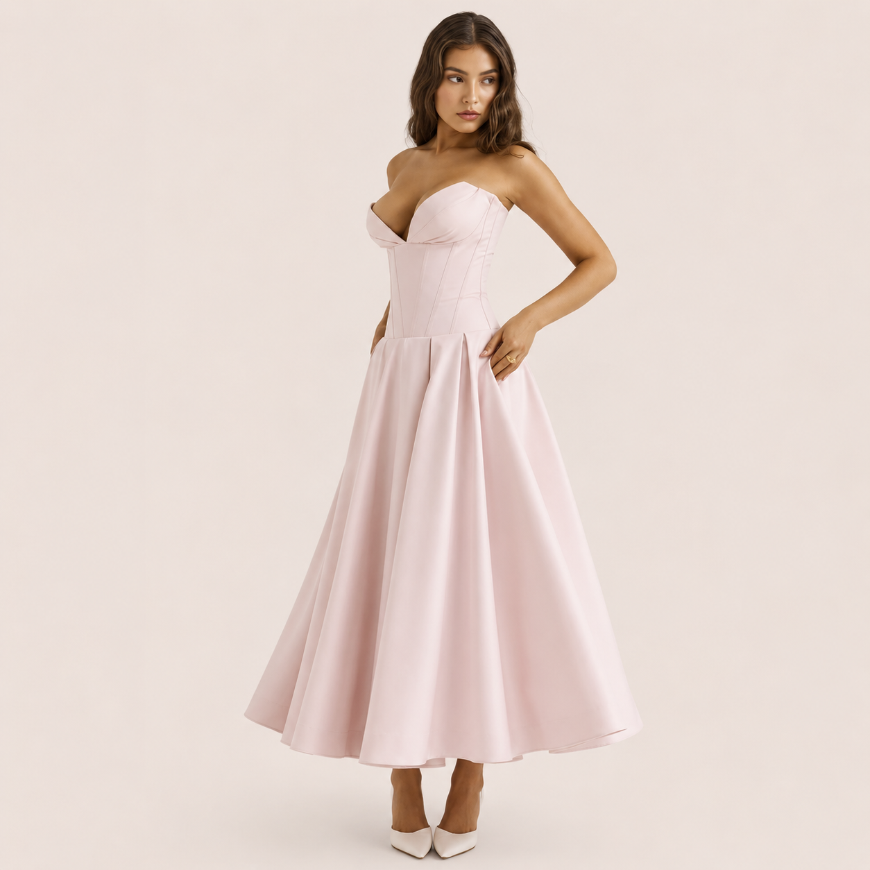 Women’s Strapless Corset Midi Dress