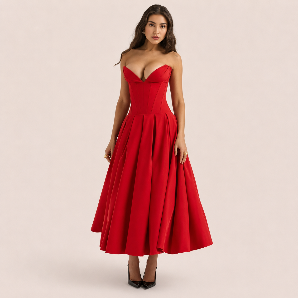 Women’s Strapless Corset Midi Dress