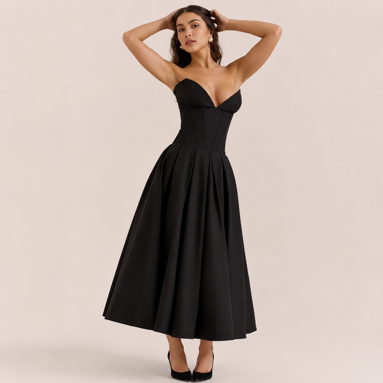 Women’s Strapless Corset Midi Dress