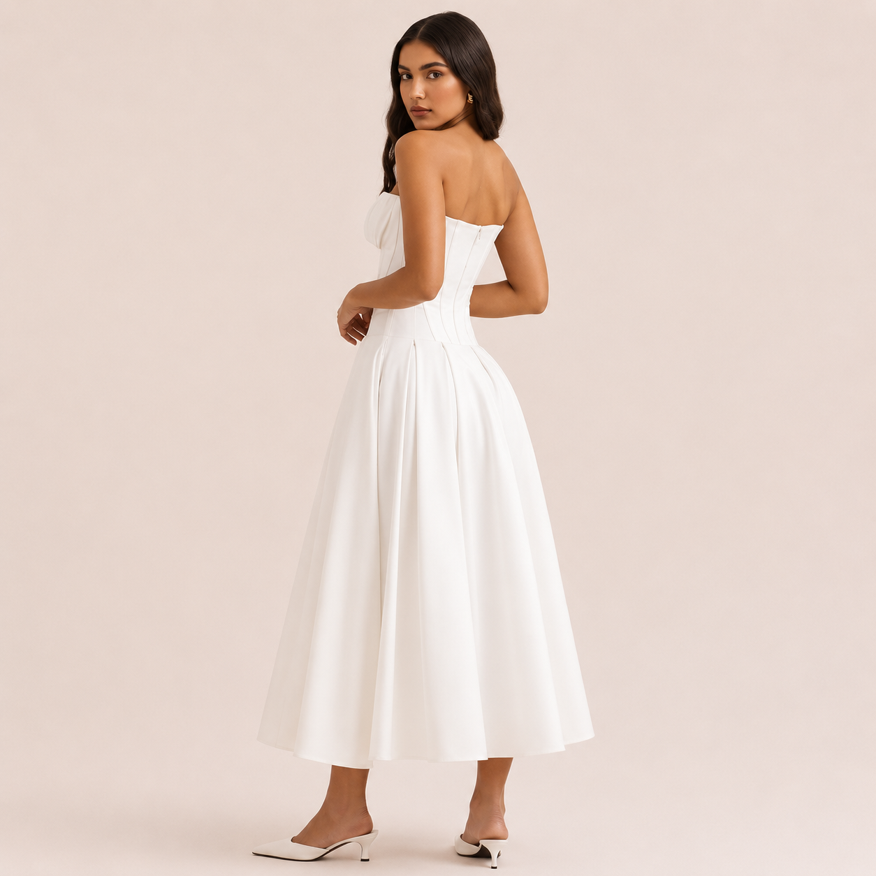 Women’s Strapless Corset Midi Dress