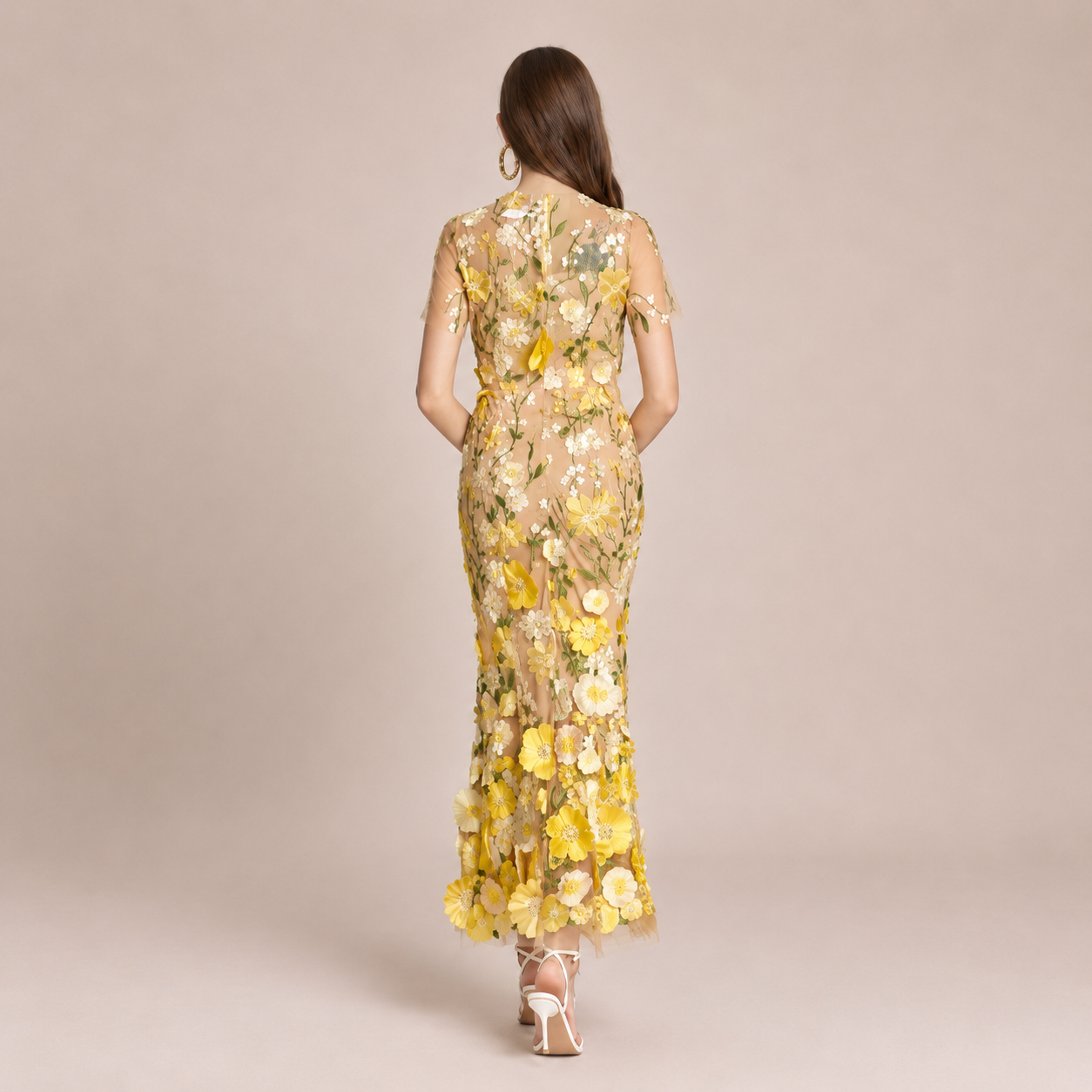 Women’s 3D Floral Mesh Maxi Dress