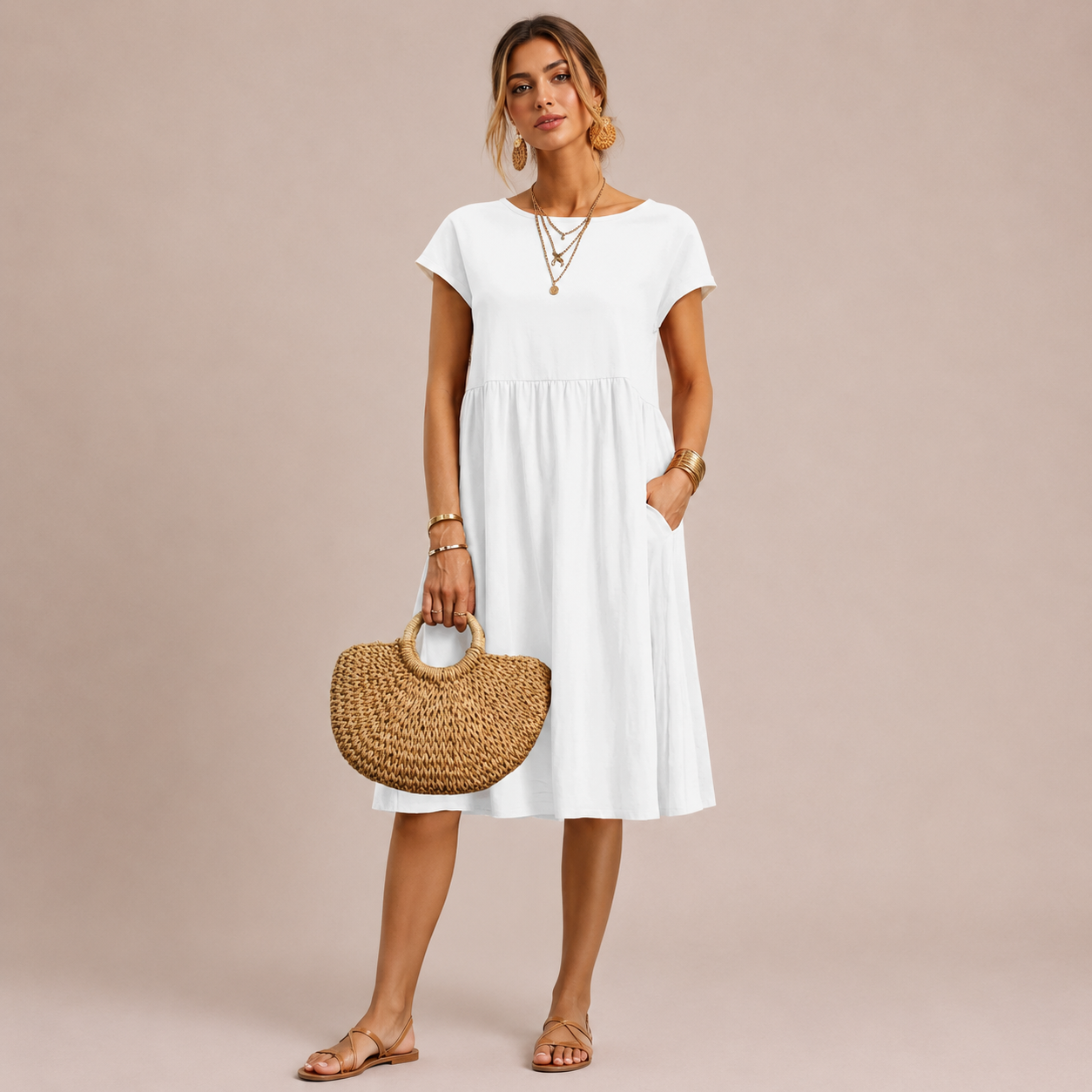 Women’s Cotton Linen Midi Dress
