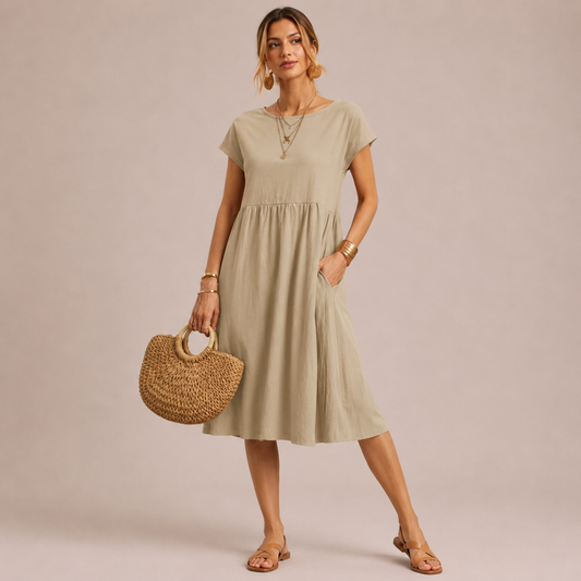 Women’s Cotton Linen Midi Dress