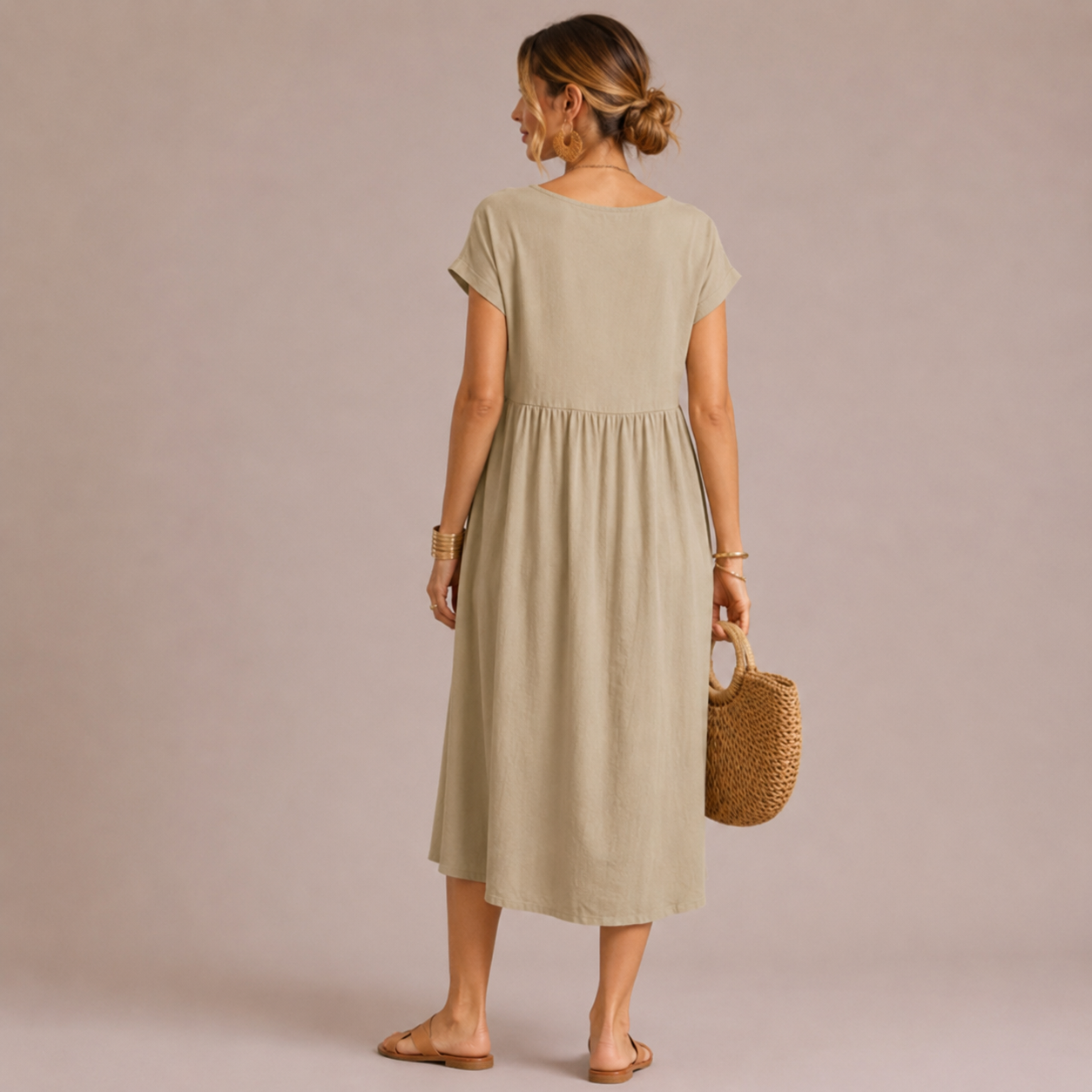 Women’s Cotton Linen Midi Dress
