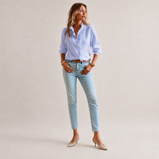 Women’s Ruffle Collar Button Blouse