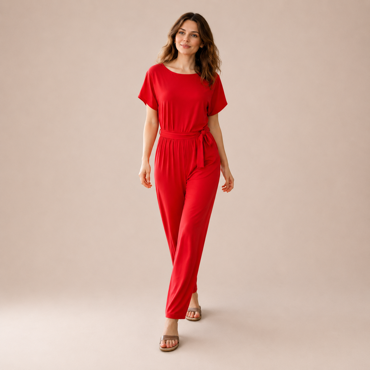 Women’s Wide Leg Belted Jumpsuit