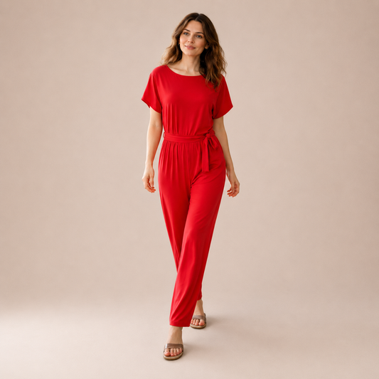 Women’s Wide Leg Belted Jumpsuit