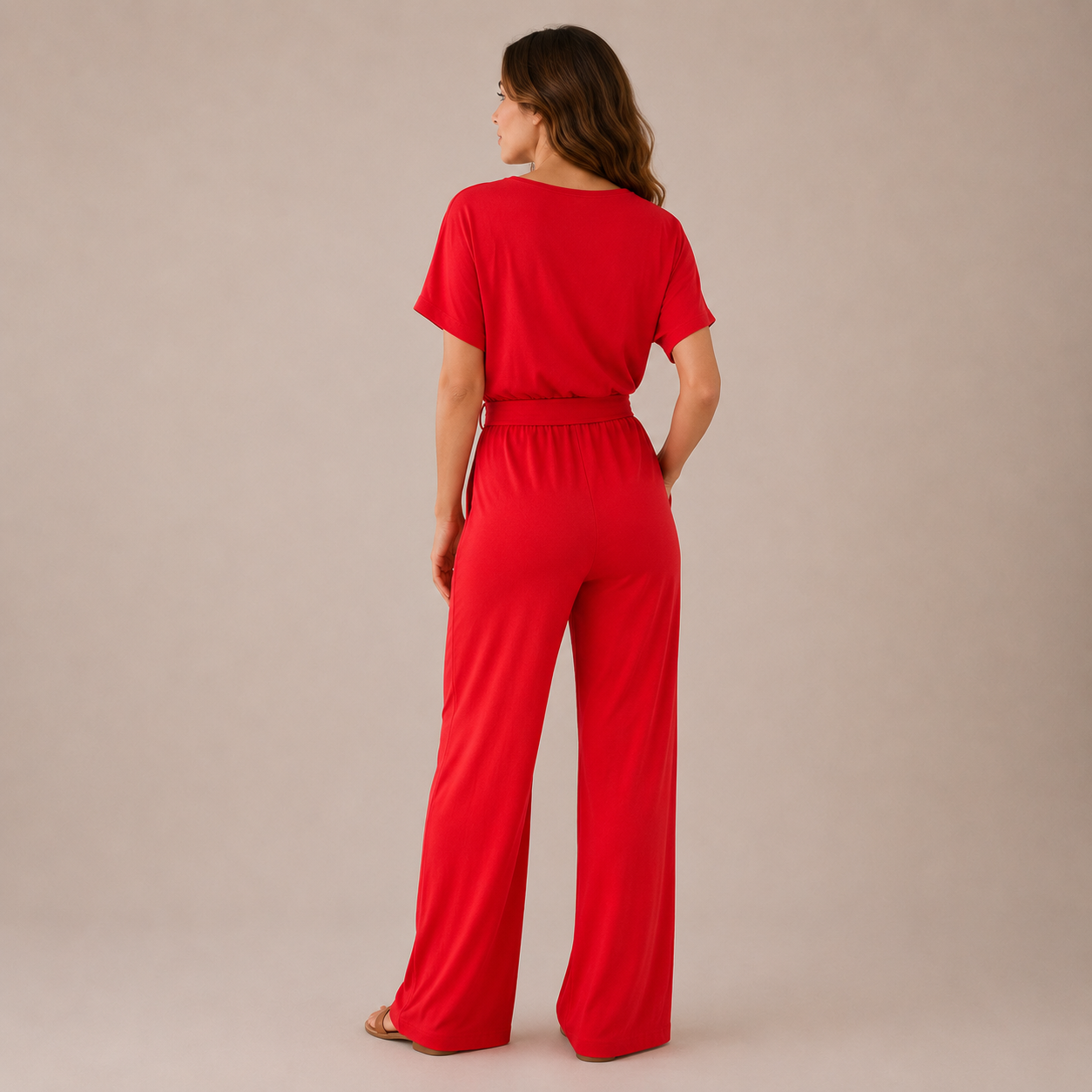 Women’s Wide Leg Belted Jumpsuit