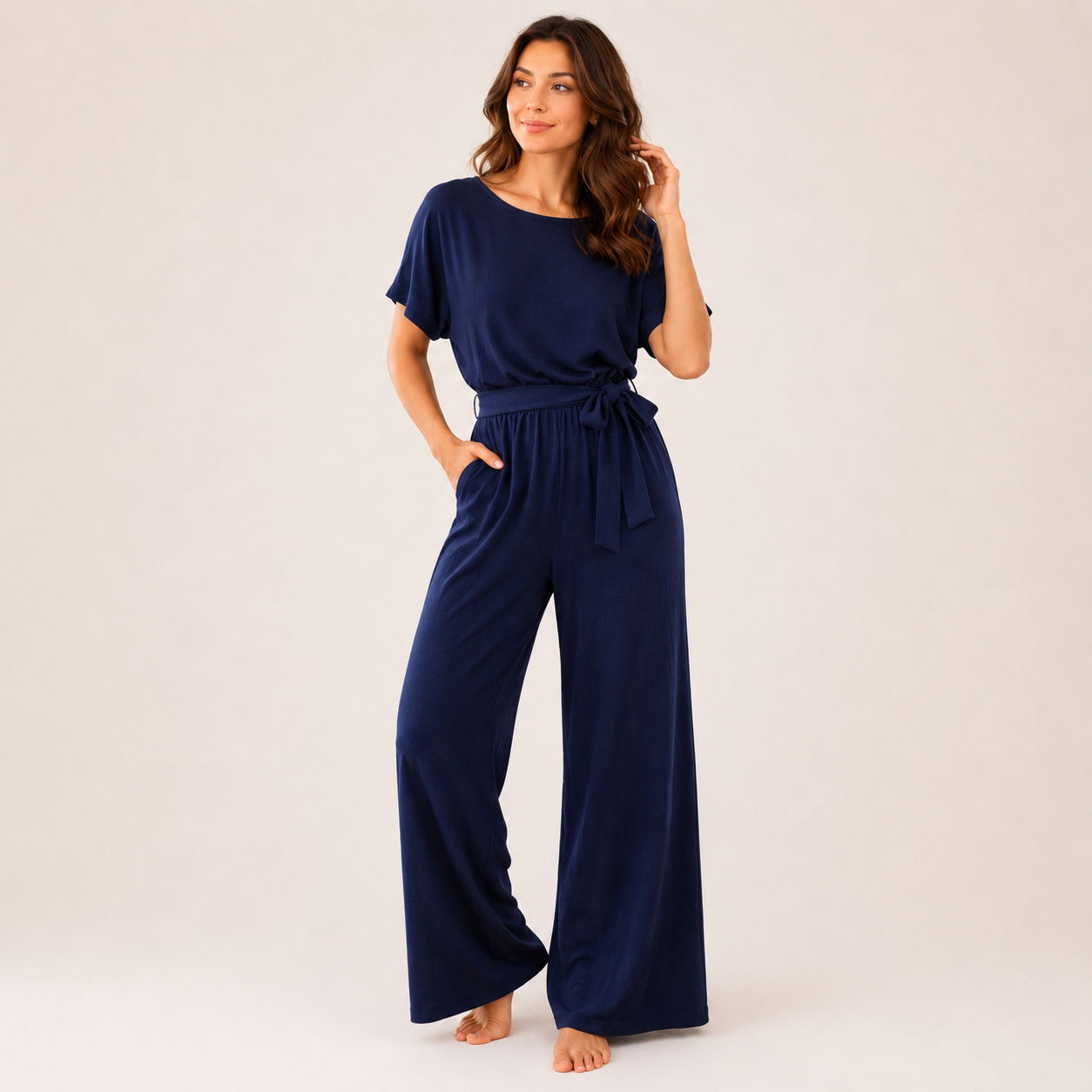 Women’s Wide Leg Belted Jumpsuit