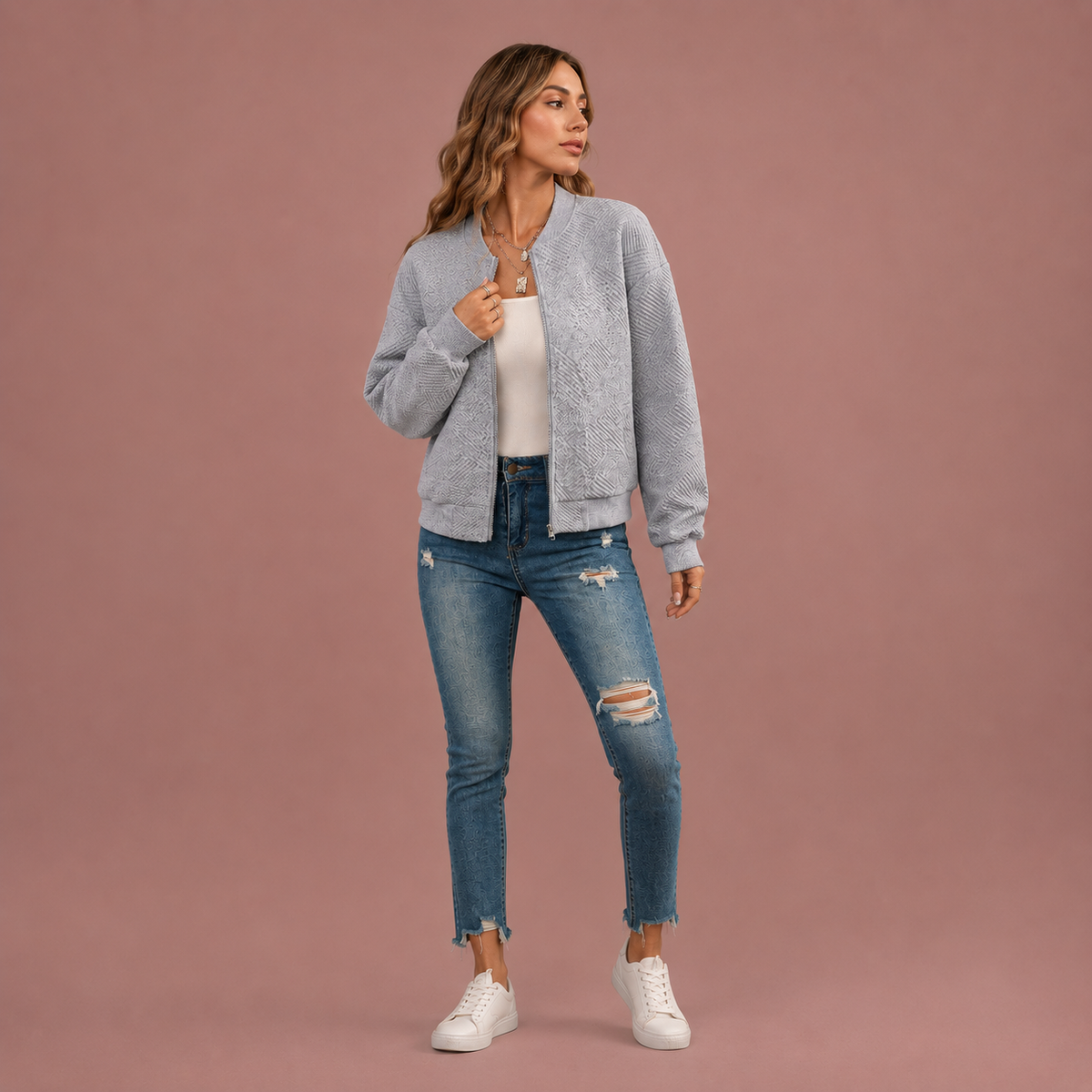Women’s Geometric Bomber Jacket