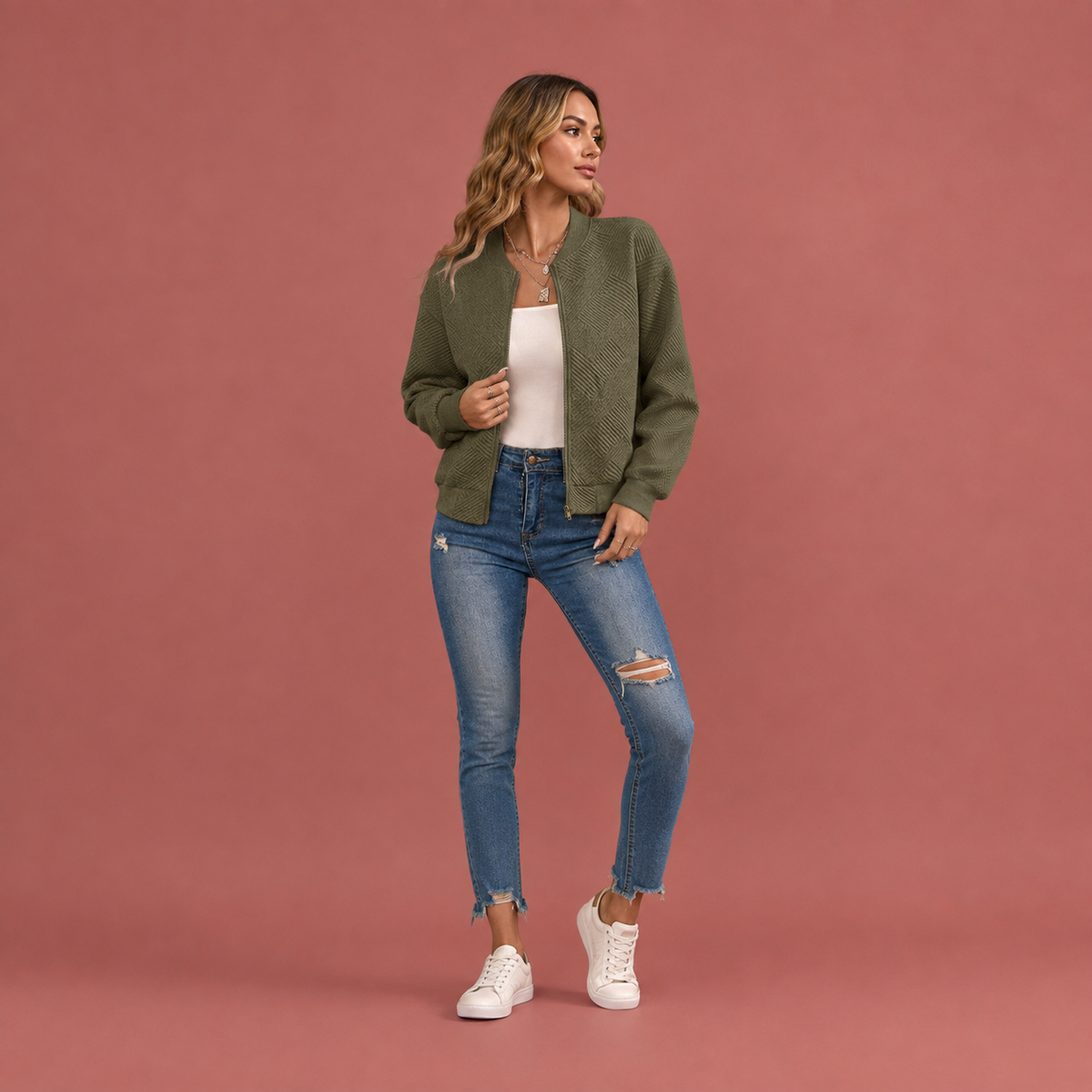 Women’s Geometric Bomber Jacket