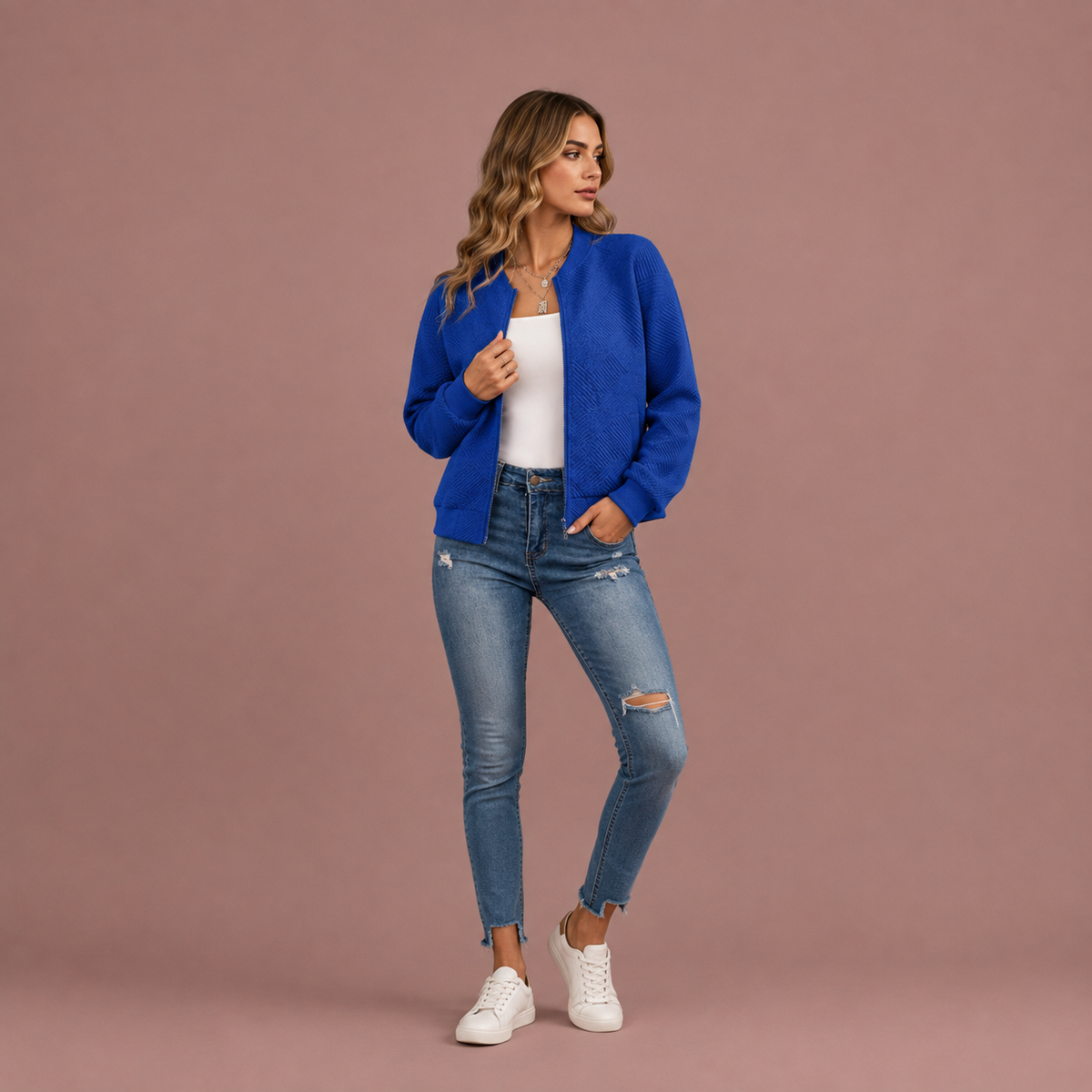 Women’s Geometric Bomber Jacket