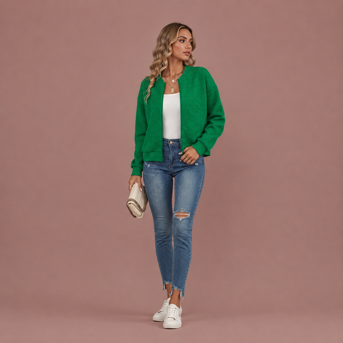 Women’s Geometric Bomber Jacket