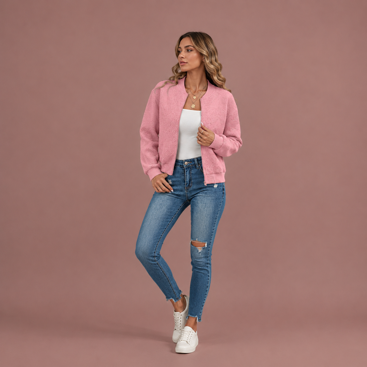 Women’s Geometric Bomber Jacket