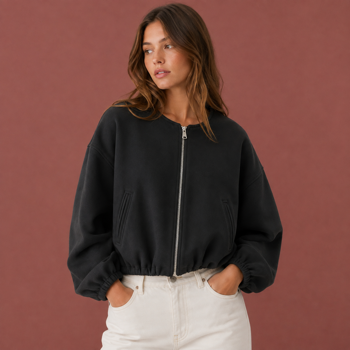 Women’s Lightweight Bomber Jacket | Zip Fastening