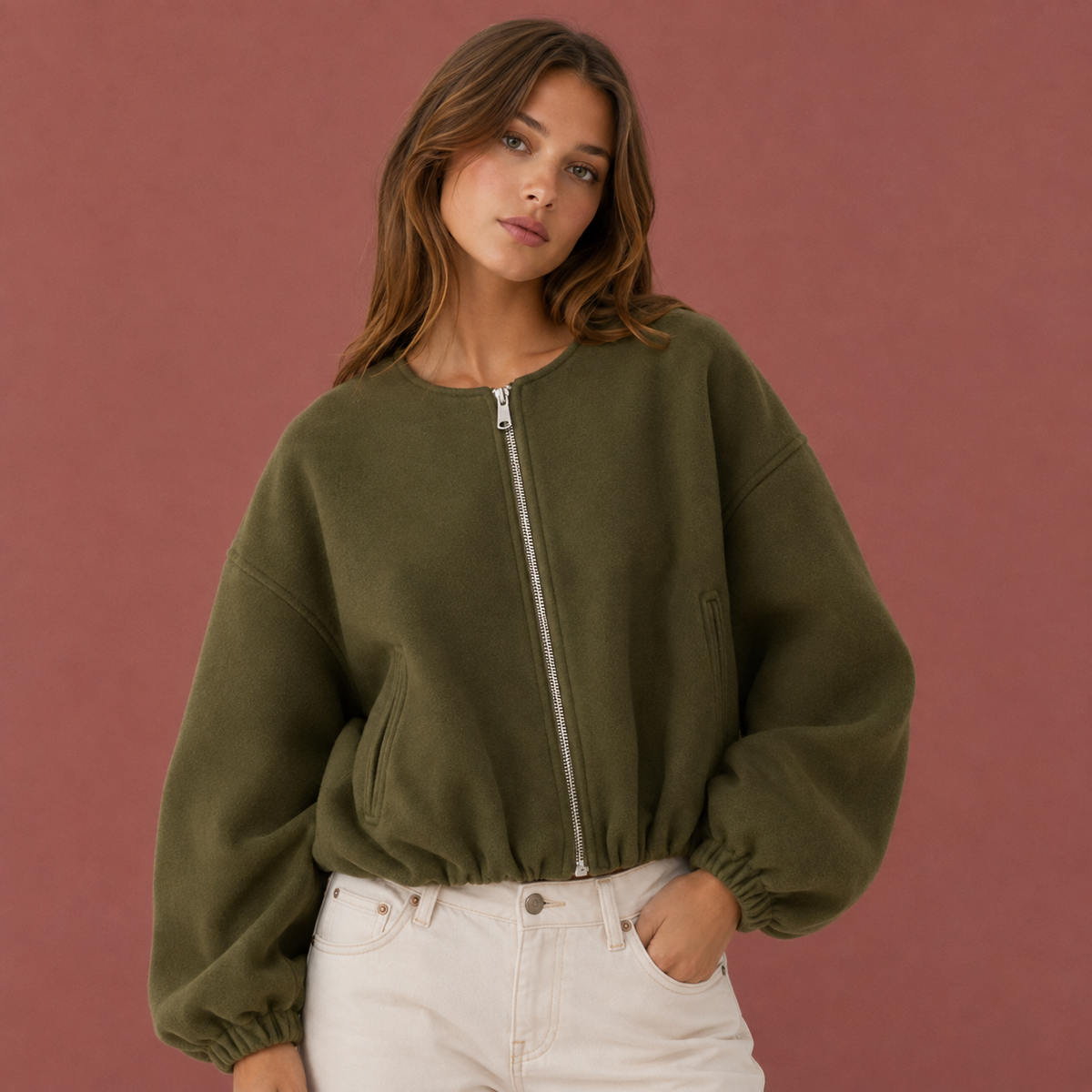 Women’s Lightweight Bomber Jacket | Zip Fastening
