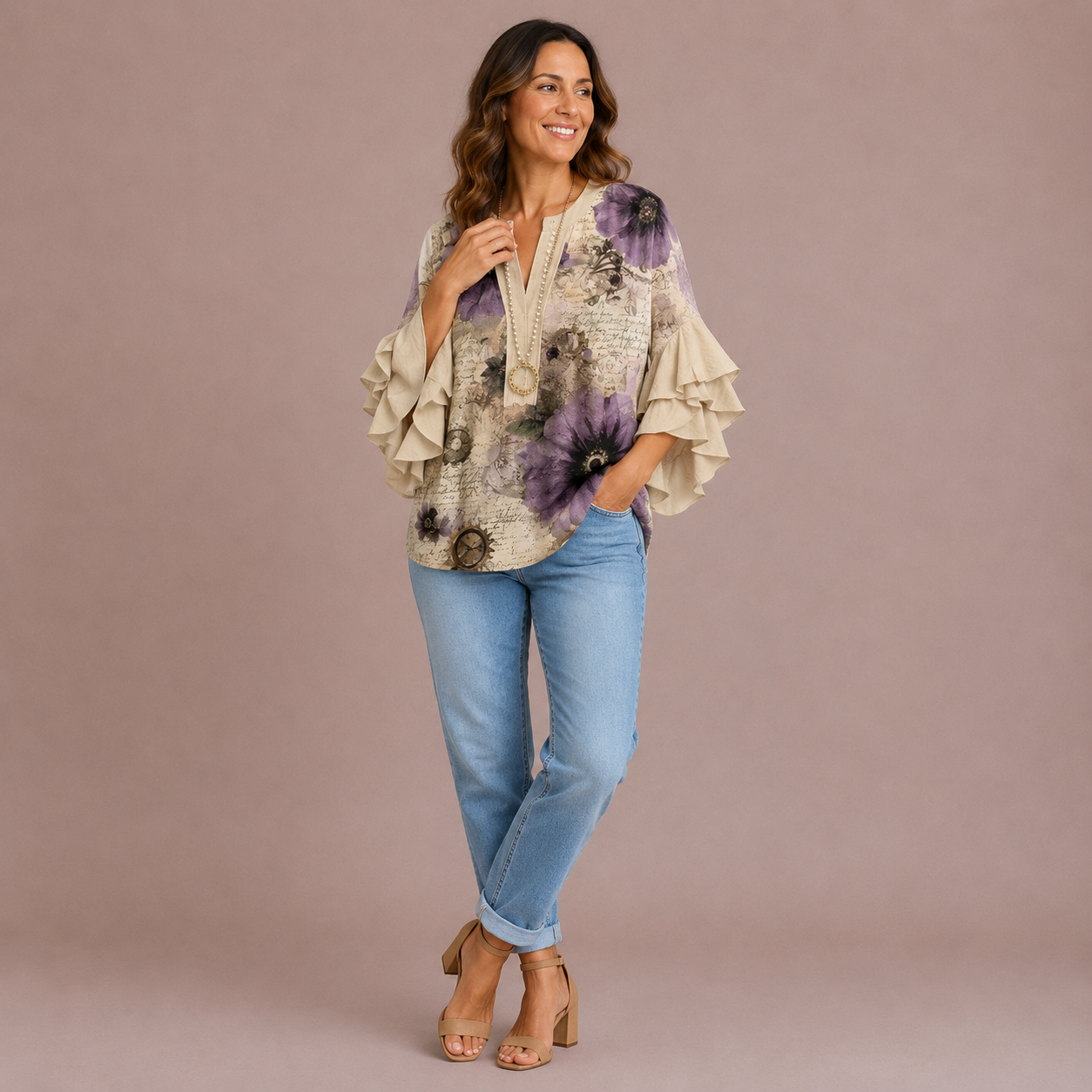 Women’s Floral V-Neck Blouse