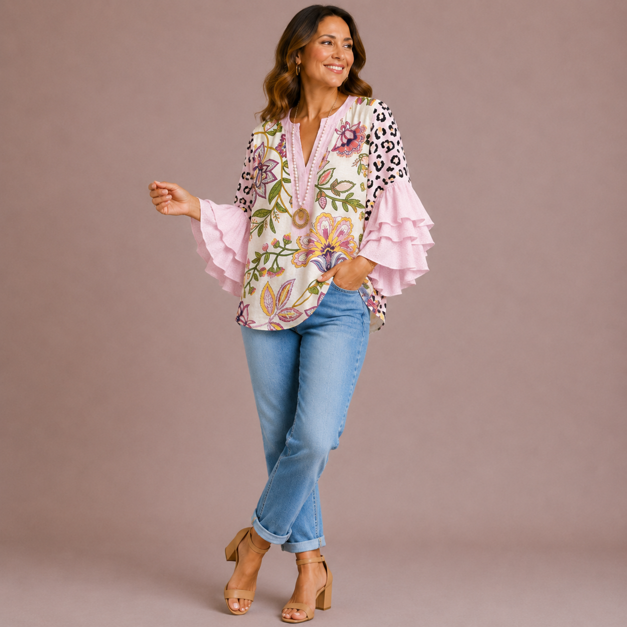 Women’s Floral V-Neck Blouse