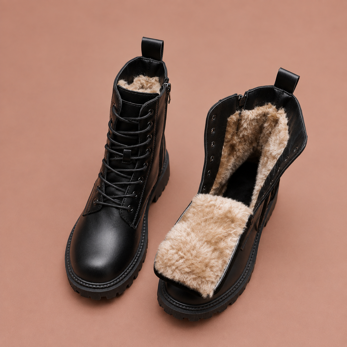 Women’s Black Leather Winter Boots