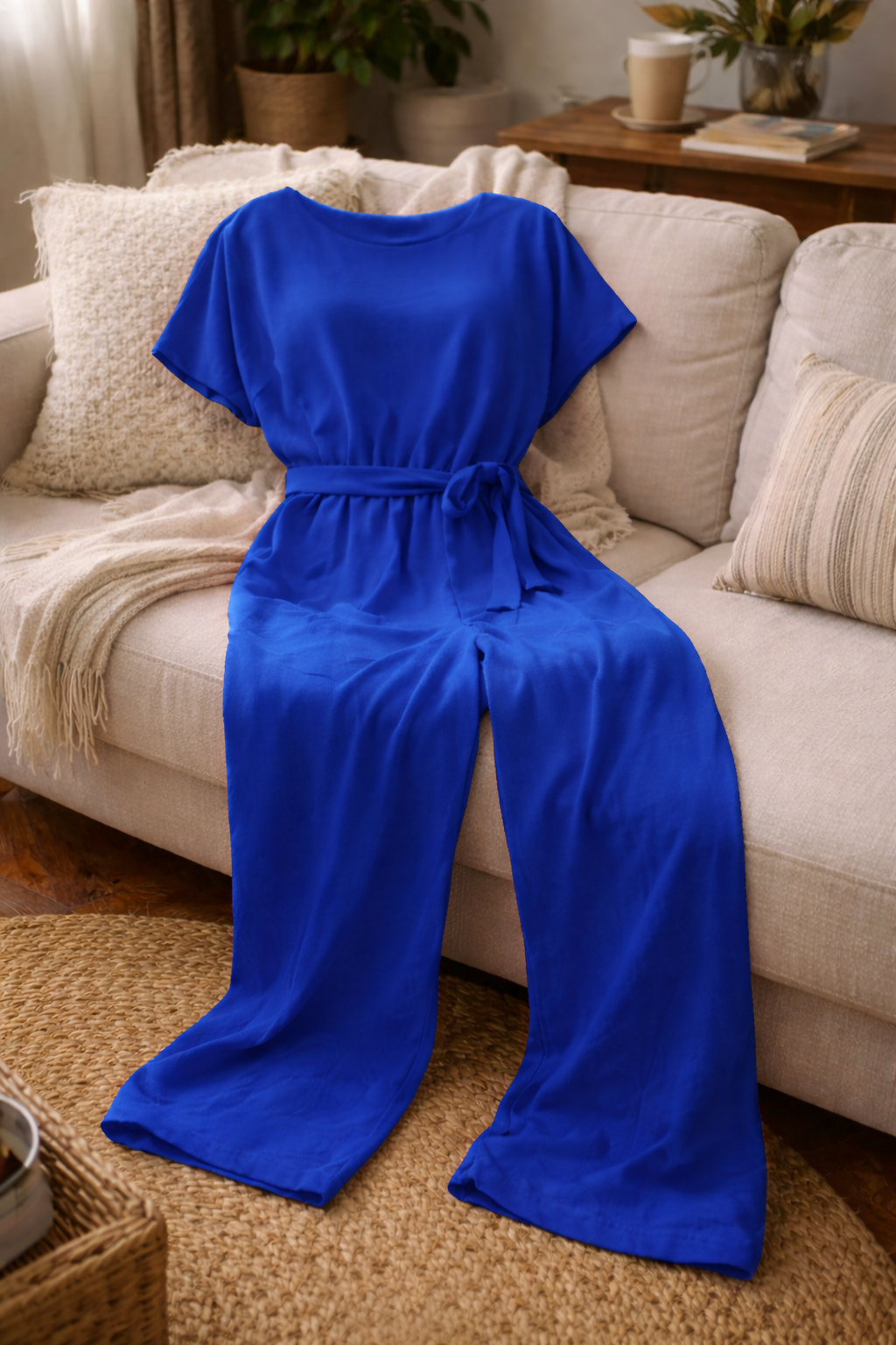 Women’s Wide Leg Belted Jumpsuit