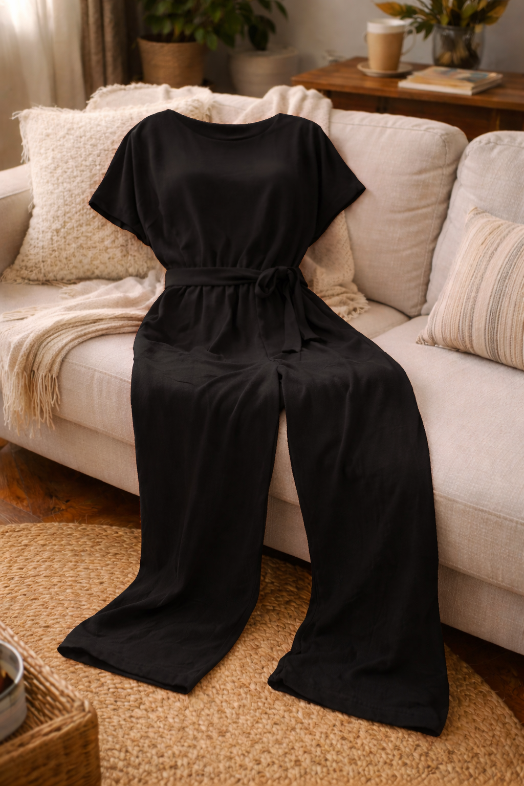 Women’s Wide Leg Belted Jumpsuit