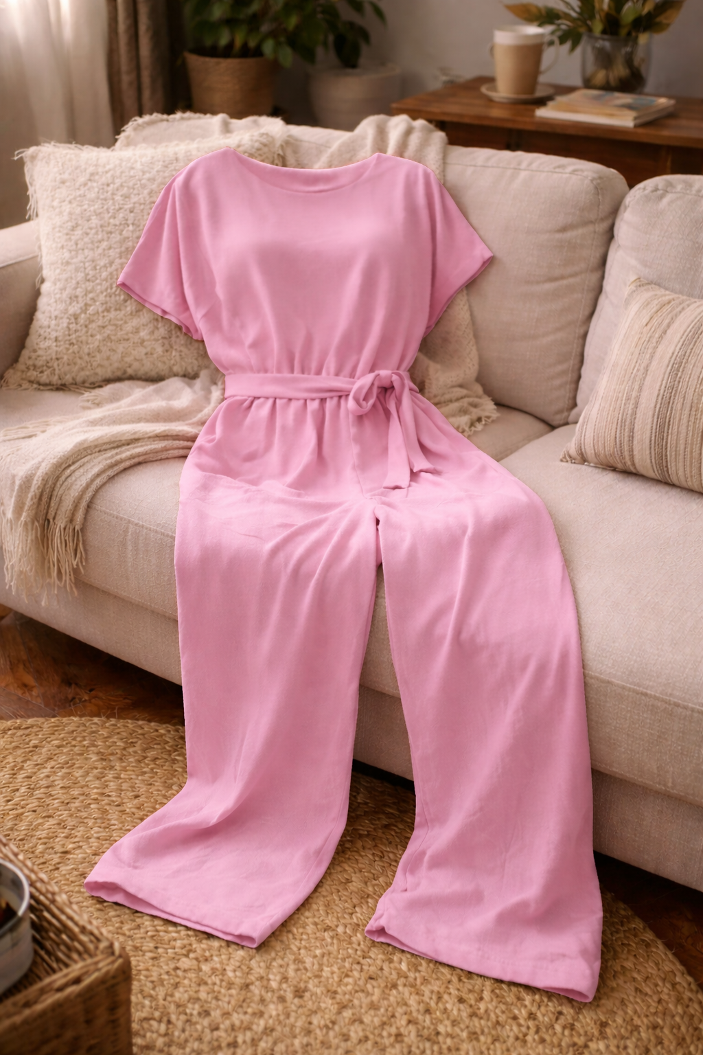 Women’s Wide Leg Belted Jumpsuit