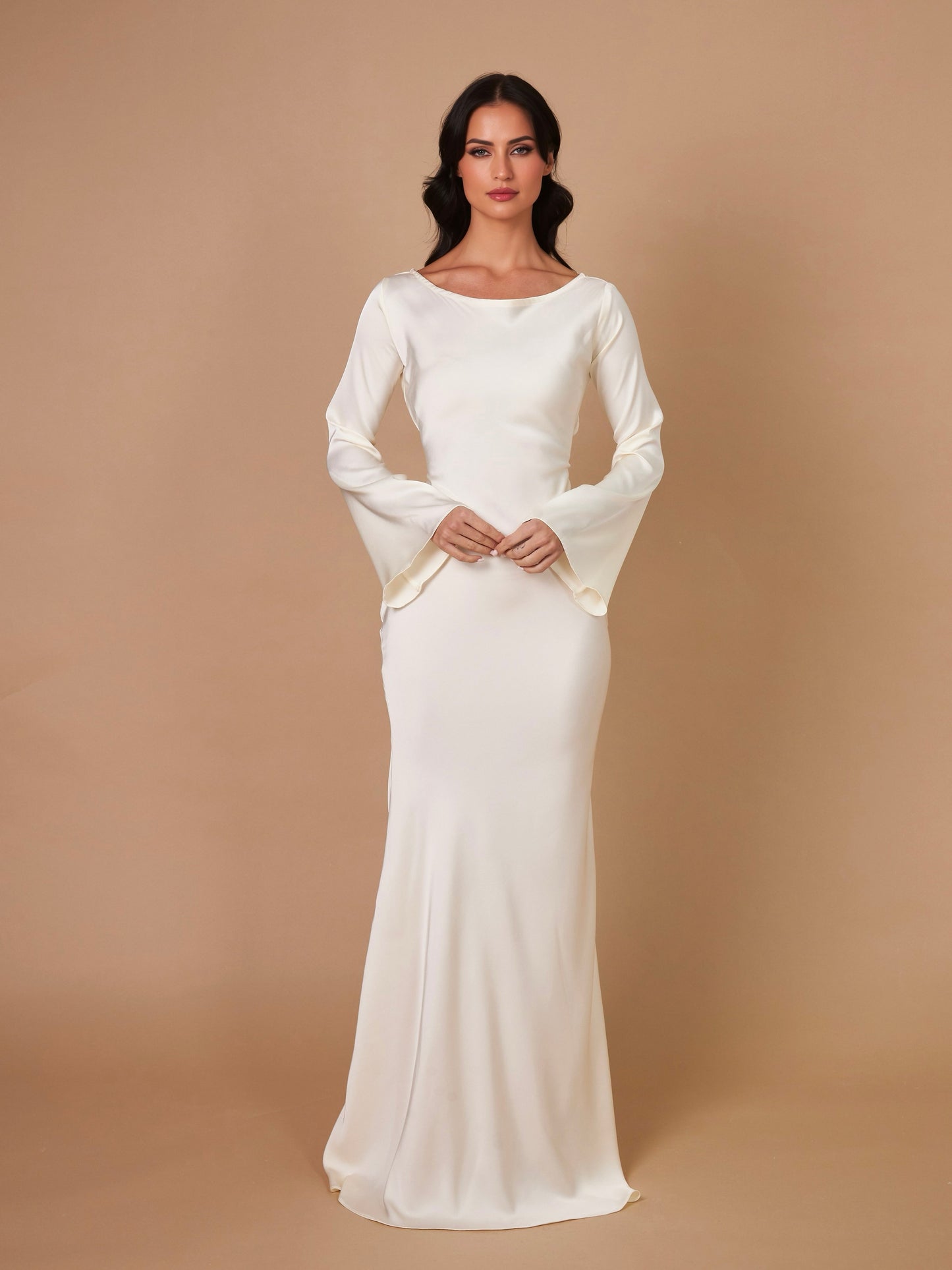 Women’s Satin Long Sleeve Maxi Dress