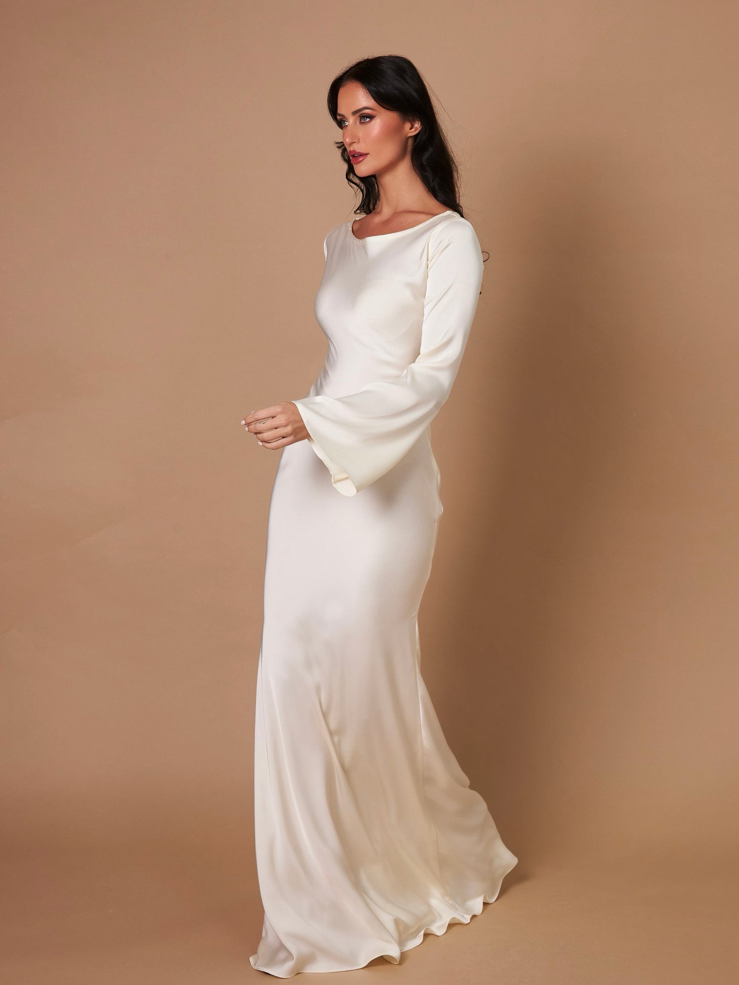 Women’s Satin Long Sleeve Maxi Dress