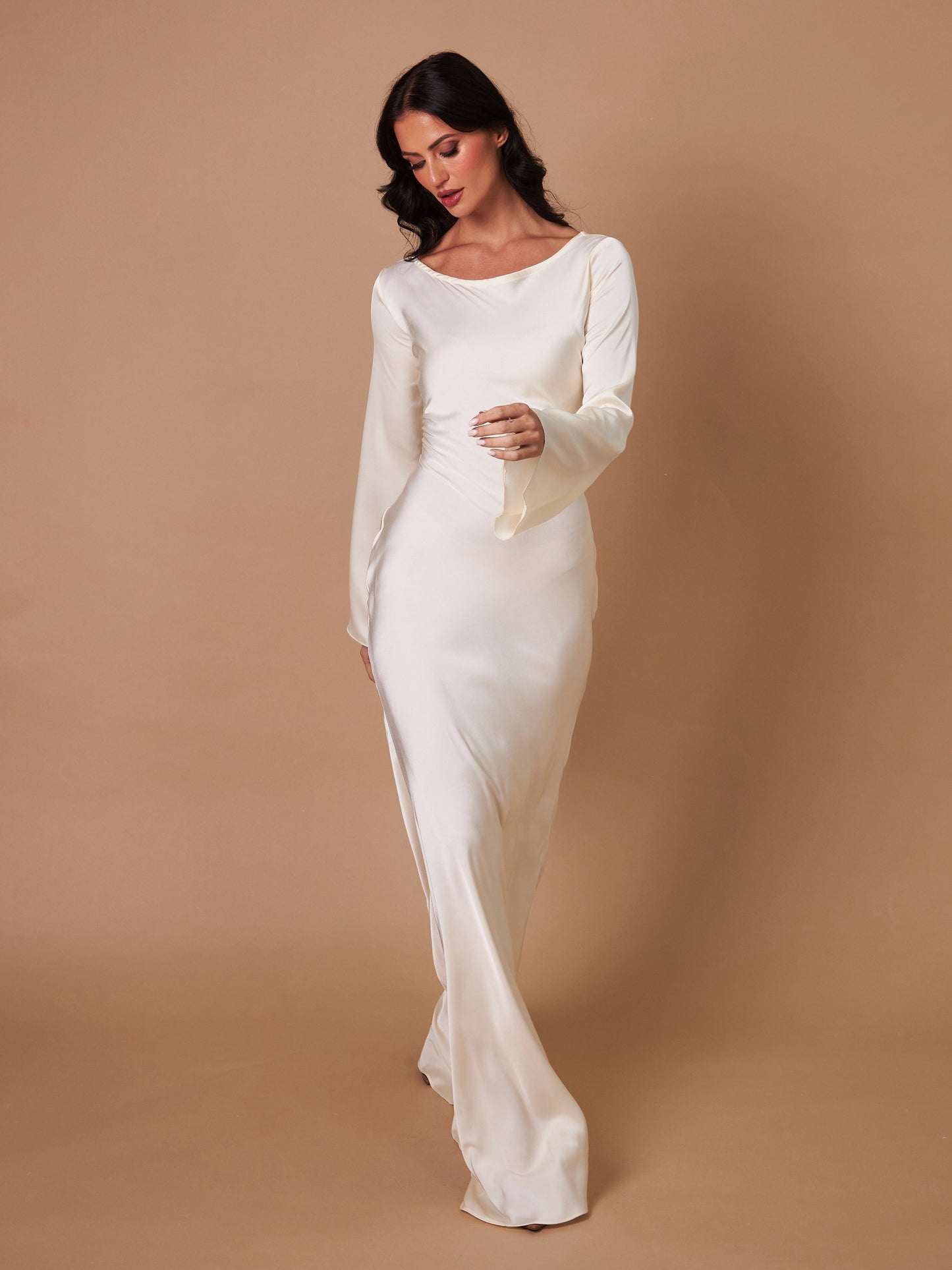 Women’s Satin Long Sleeve Maxi Dress