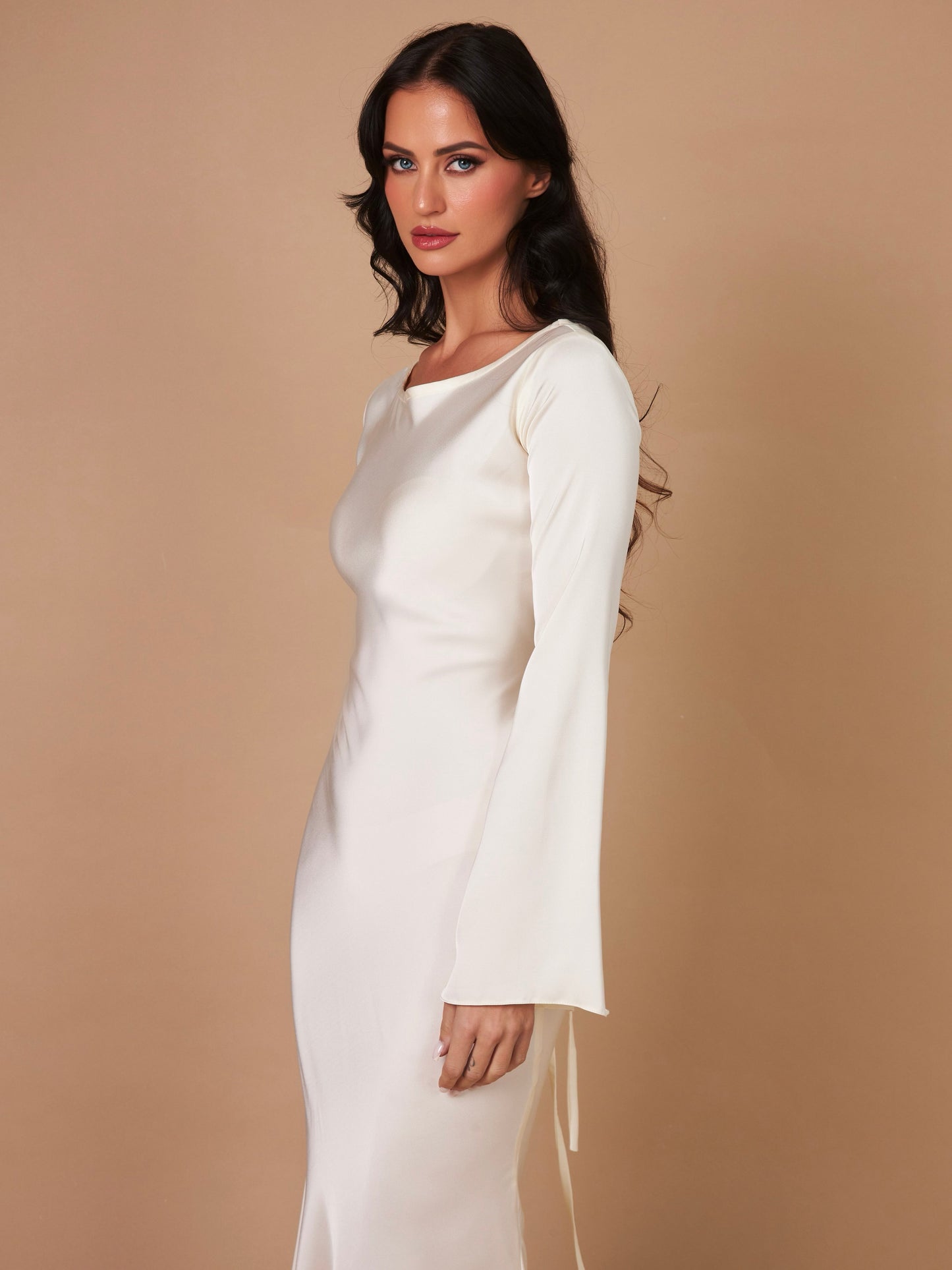 Women’s Satin Long Sleeve Maxi Dress